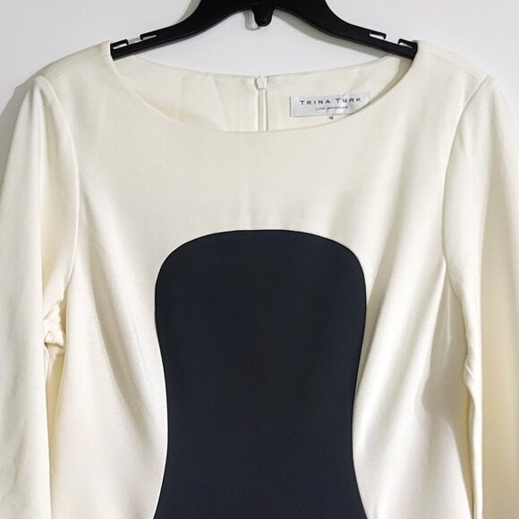 Trina Turk Womens Color Block Sheath Dress Size 10 3/4 Sleeve Pockets Lined - Picture 3 of 14